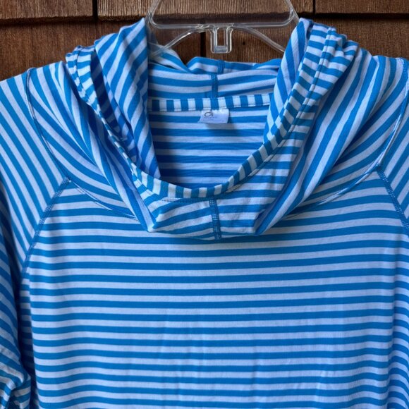 NEW GAP FIT Black/White/Blue Stripe Long Sleeve Stretch Hoodies Women's X-Large - Picture 13 of 16